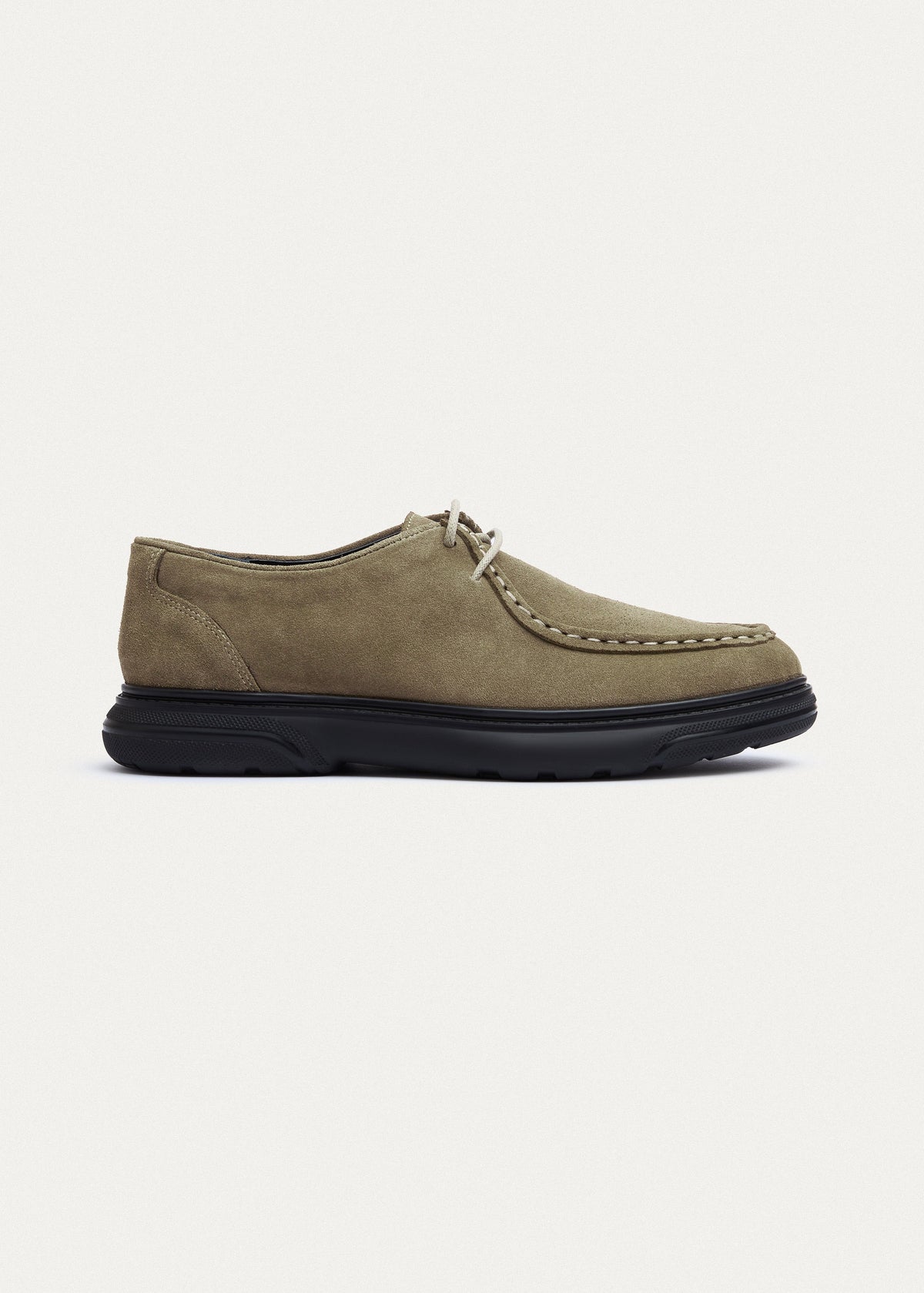 Suede Lace-Up — Beige
