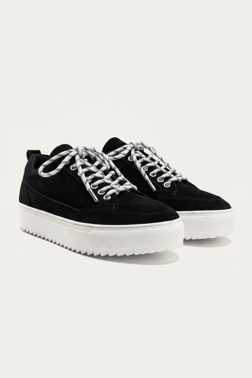 Moc-Toe Leather Sneaker — Black & White