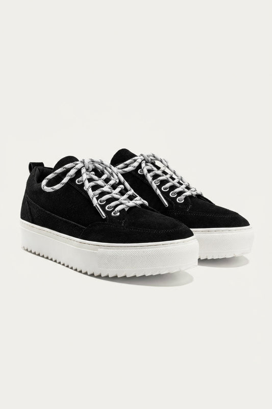 Moc-Toe Leather Sneaker — Black & White