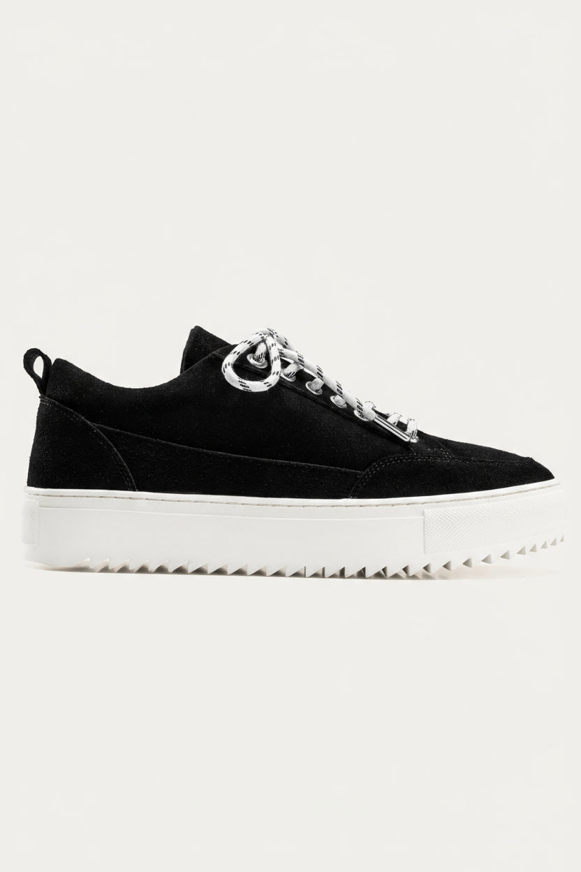Moc-Toe Leather Sneaker — Black & White