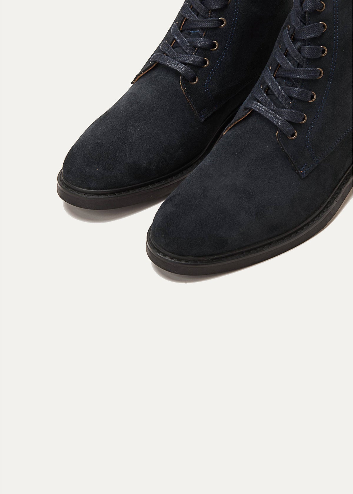 Suede Lace Up Genuine Leather Half Boots — Dark Blue