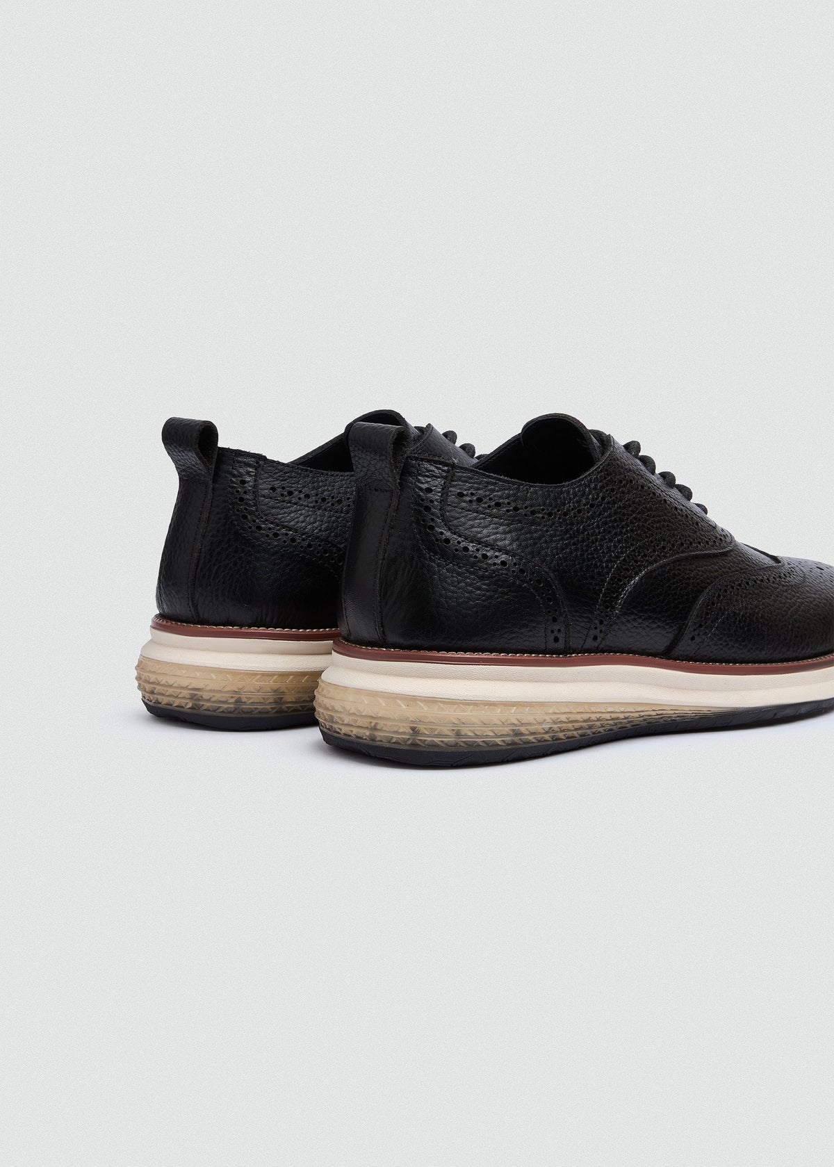 Wingtip Textured Lace-Up — Black