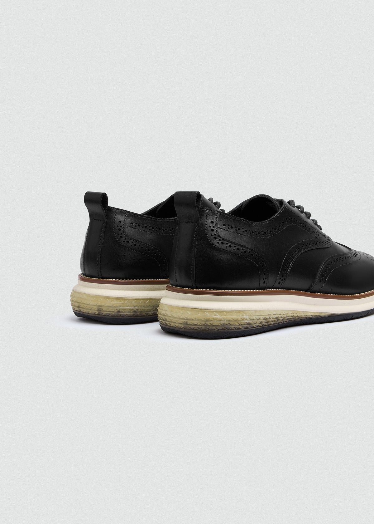 Wingtip Leather Lace-Up — Black