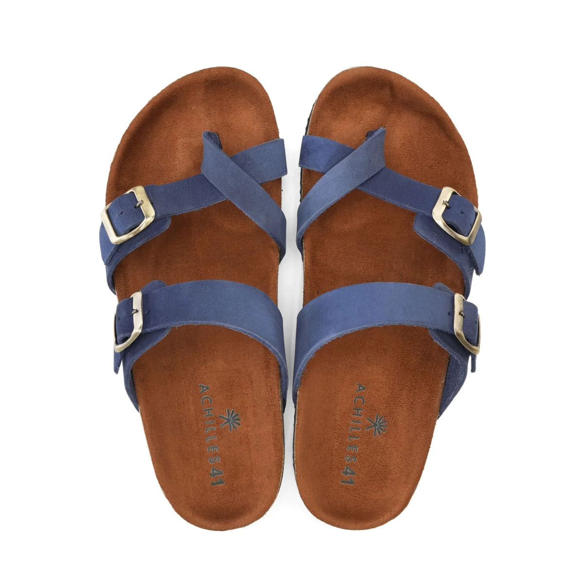 Leather Toe-Loop Sandal — Navy Blue
