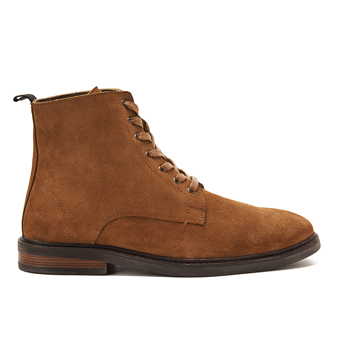 Suede Lace Up Genuine Leather Half Boots — Havana