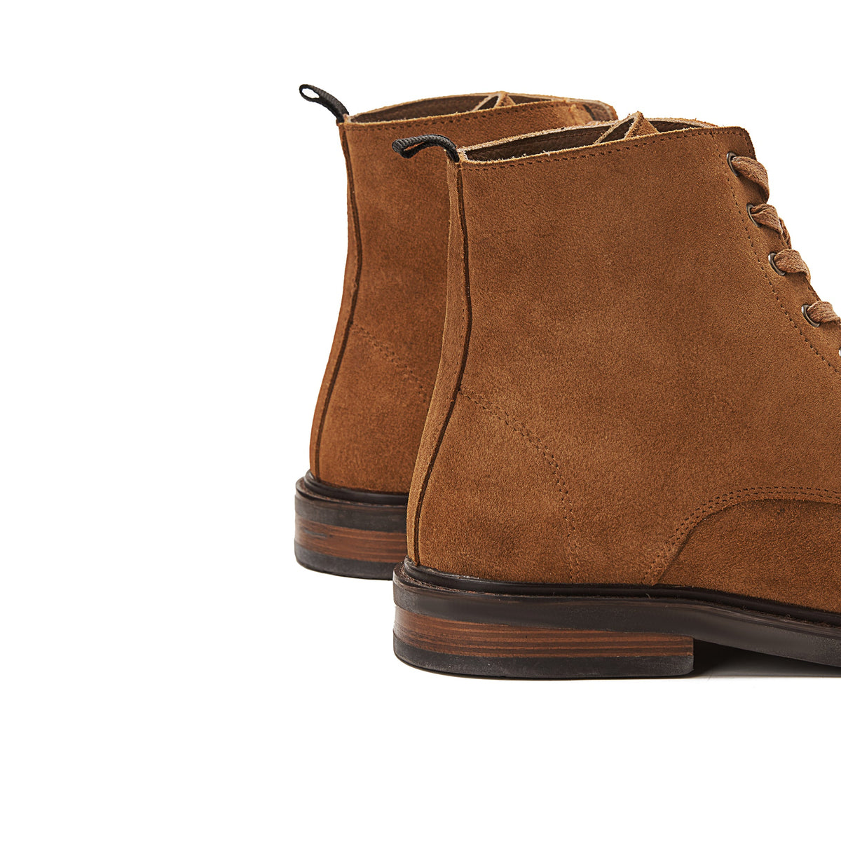Suede Lace Up Genuine Leather Half Boots — Havana