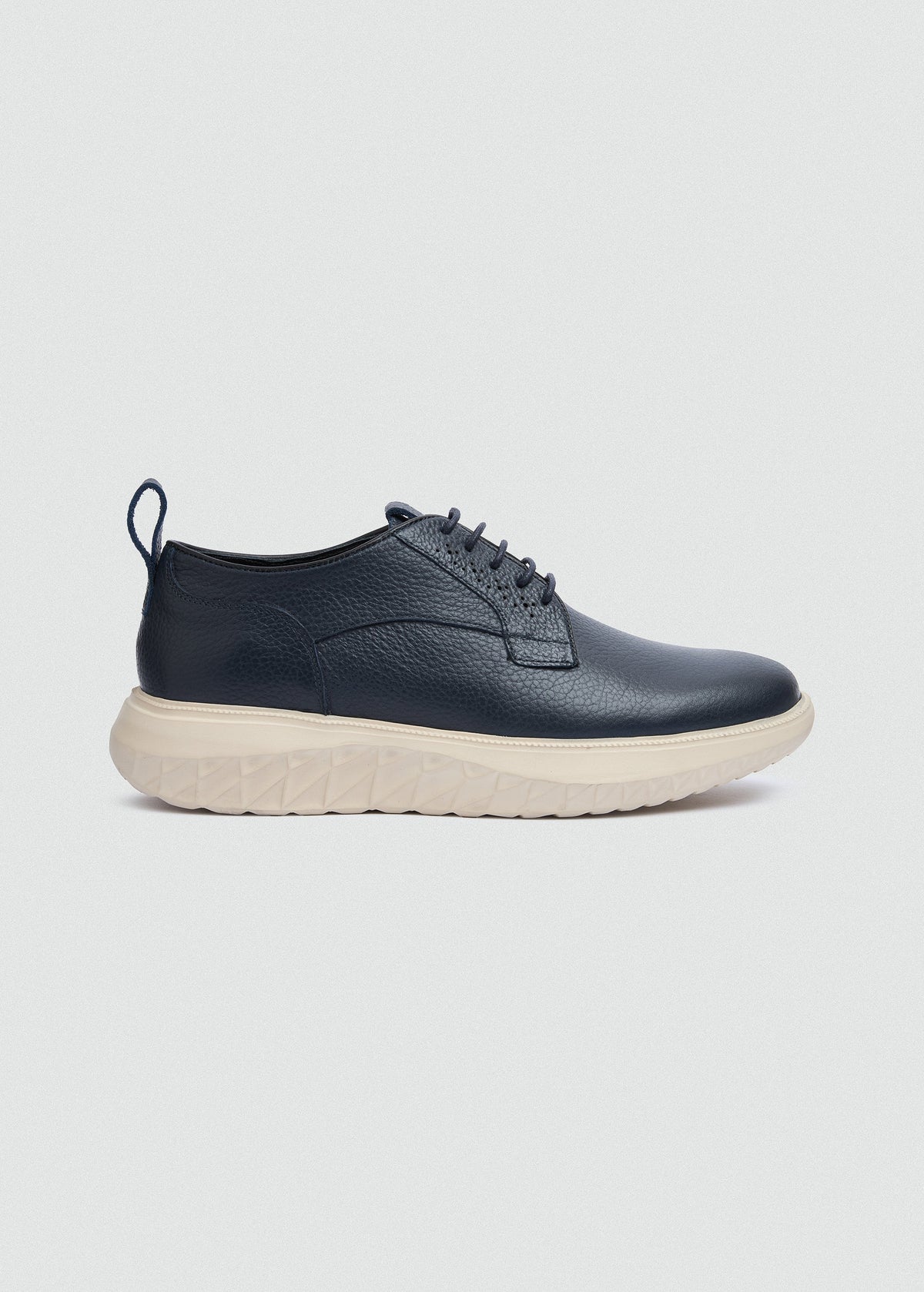 Pebbled Leather Lace-Up — Navy Blue