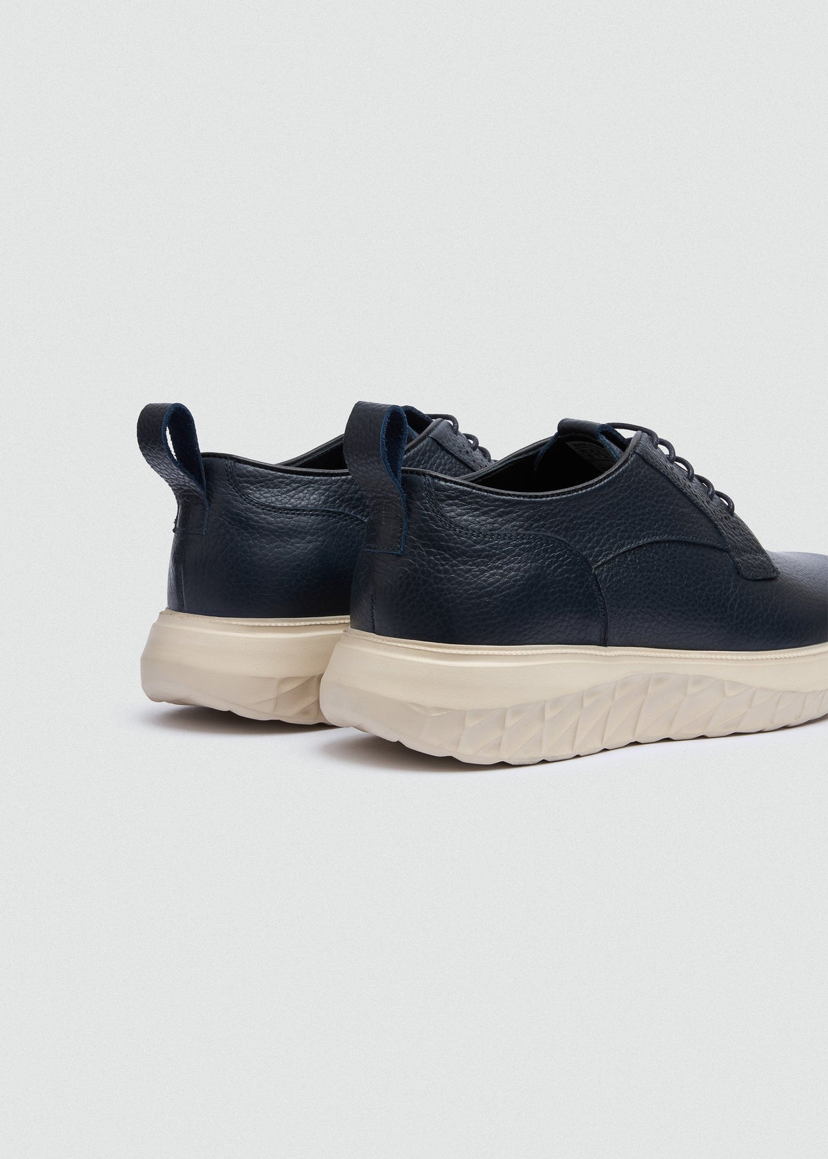 Pebbled Leather Lace-Up — Navy Blue