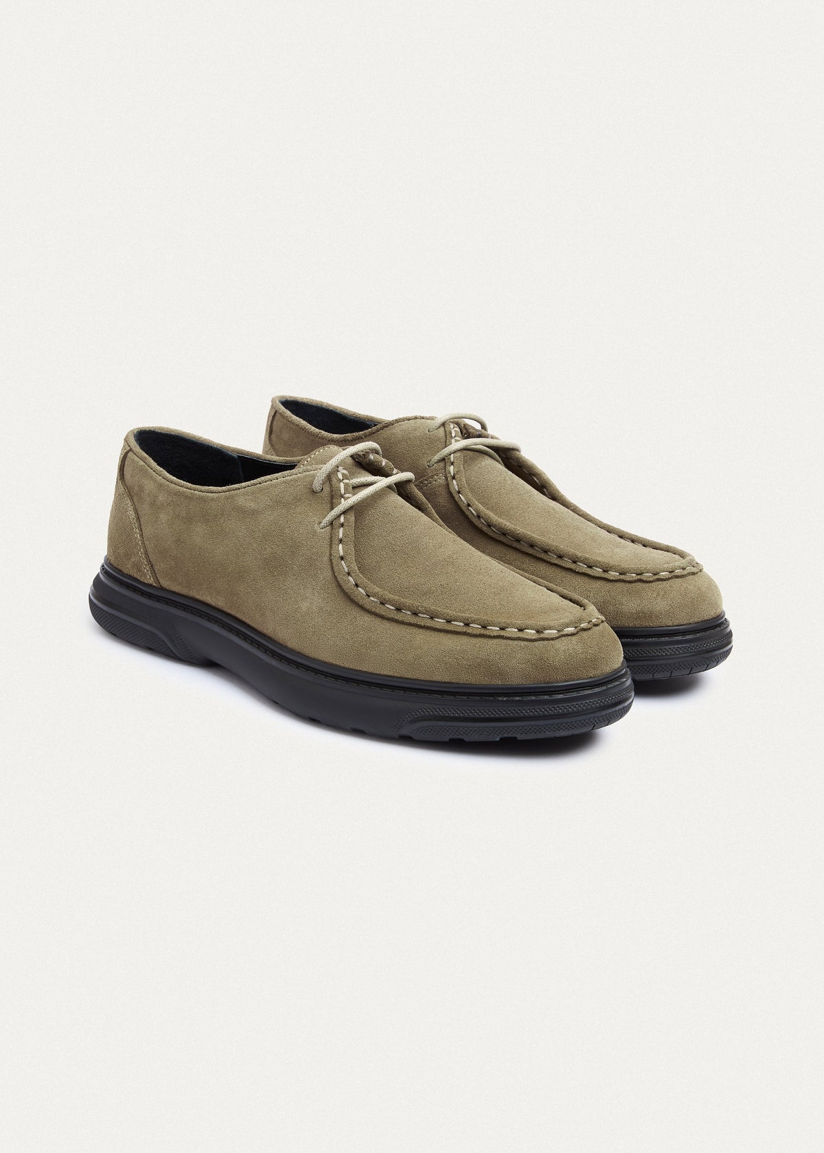 Suede Lace-Up — Beige