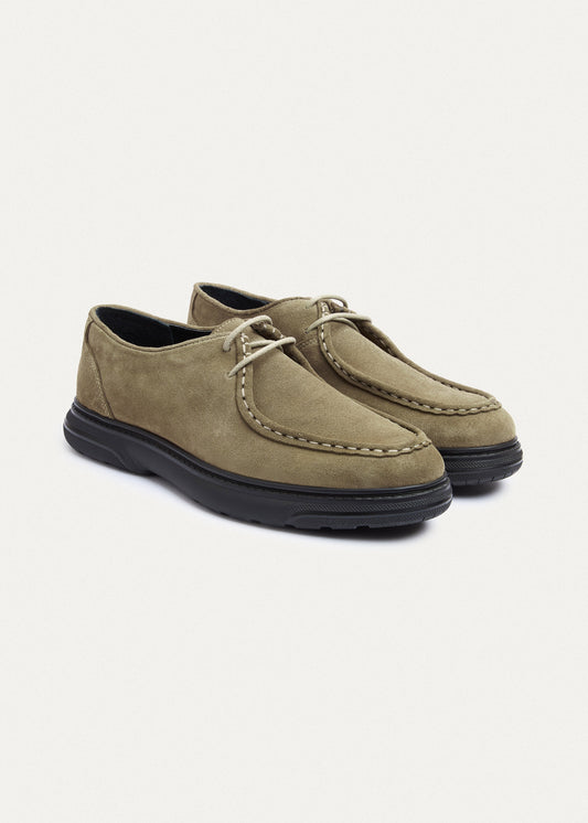 Suede Lace-Up — Beige