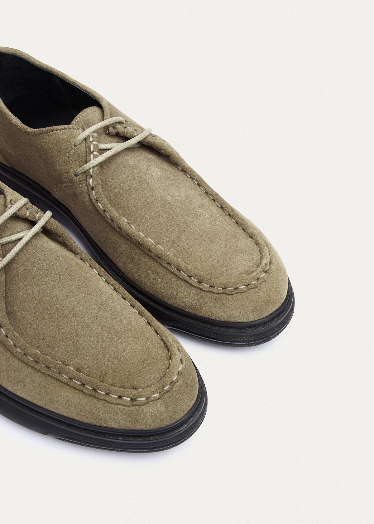 Suede Lace-Up — Beige