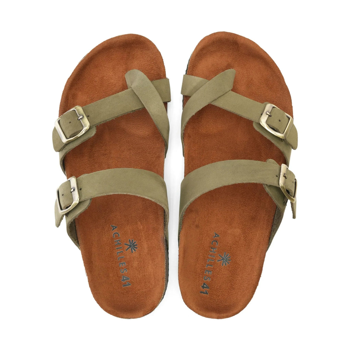 Leather Toe-Loop Sandal — Olive