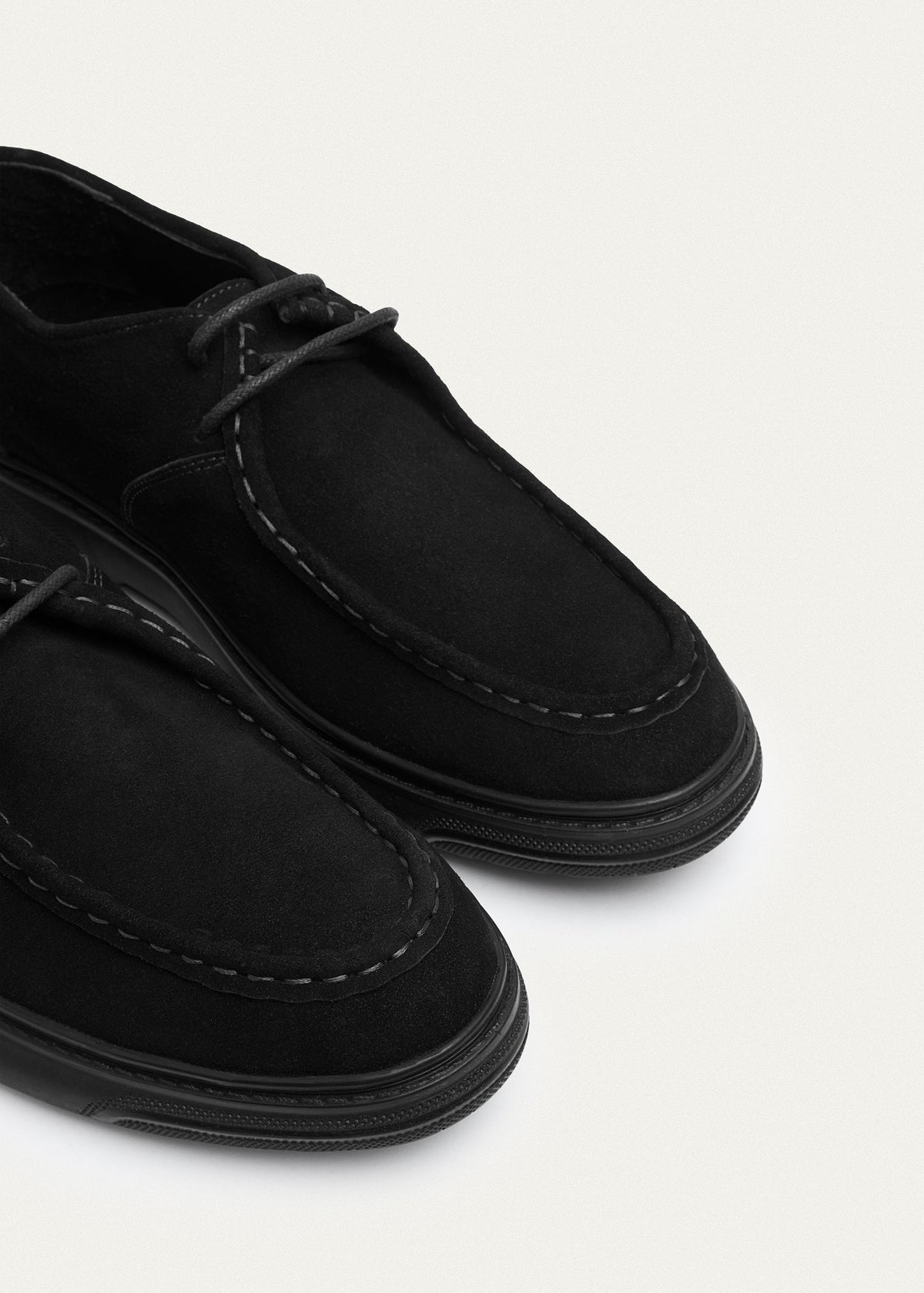Suede Lace-Up — Black