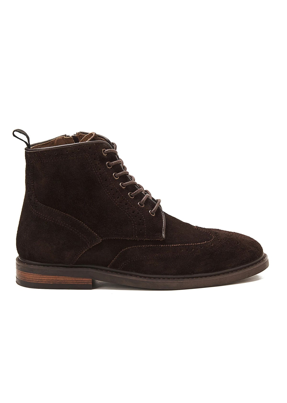 Leather Lace-Up Half Boot — Brown