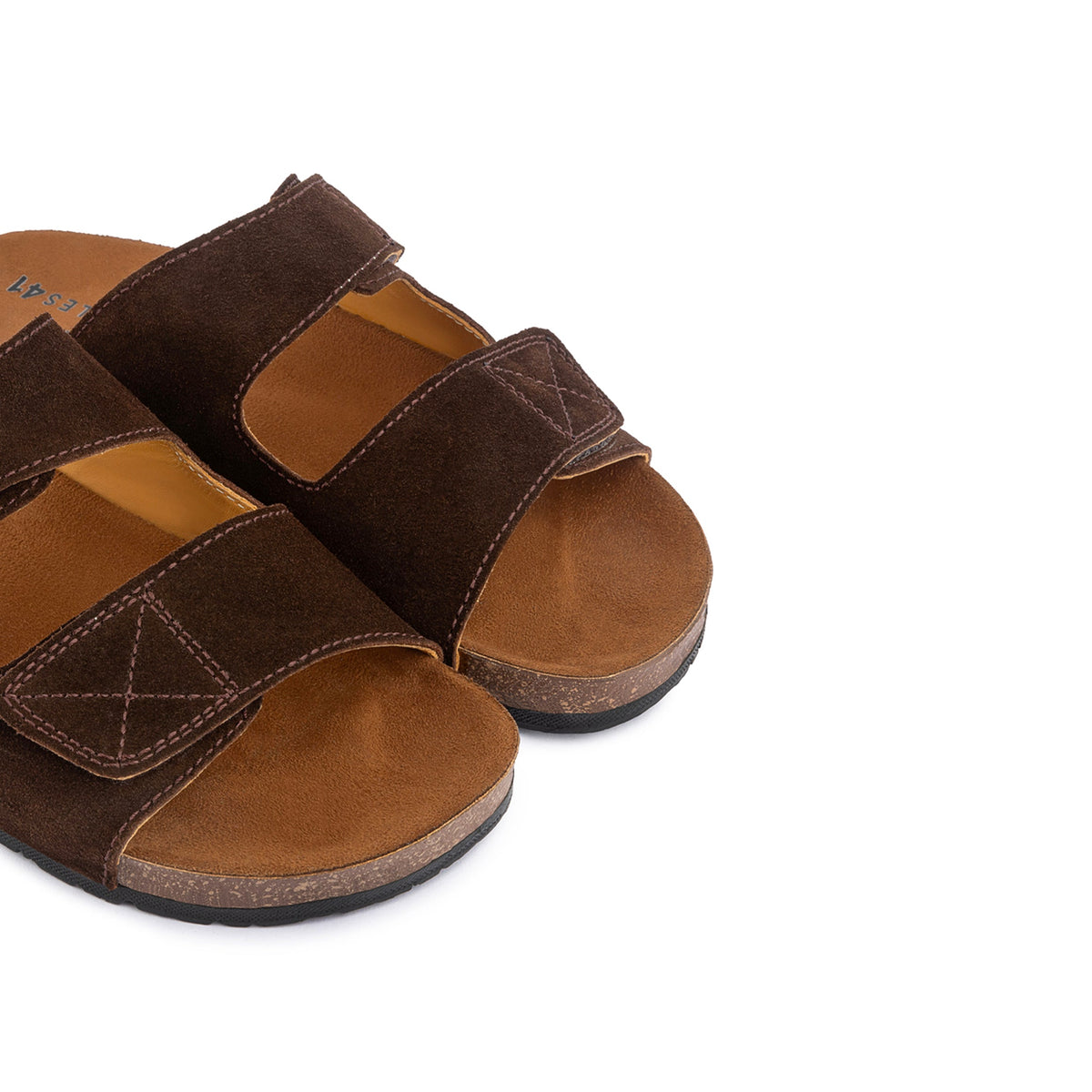 Double Leather Soft Footbed Sandal — Brown