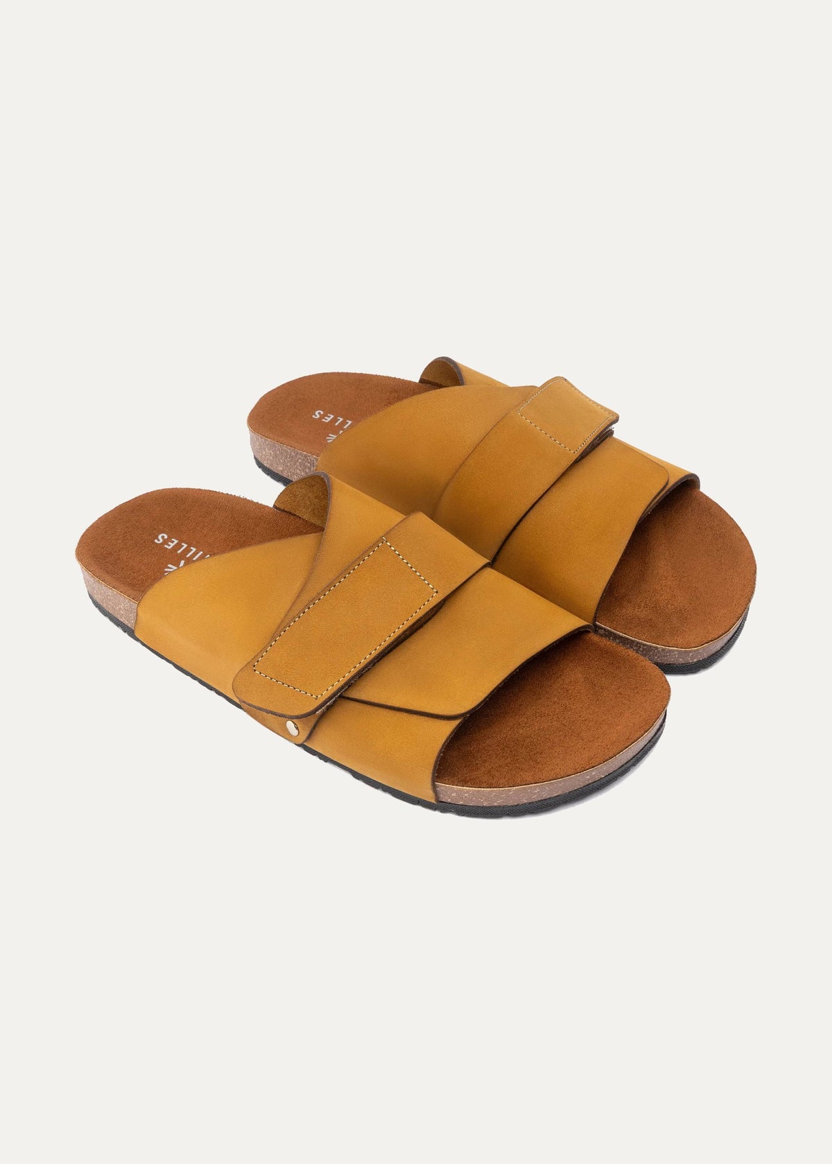 Suede Strap Slide — Light Brown