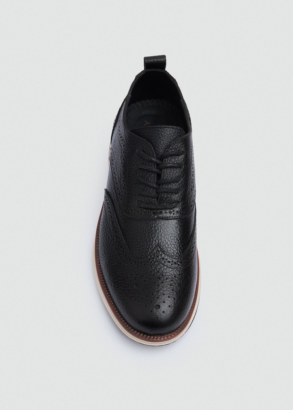 Wingtip Textured Lace-Up — Black