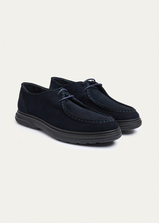 Suede Lace-Up — Navy Blue