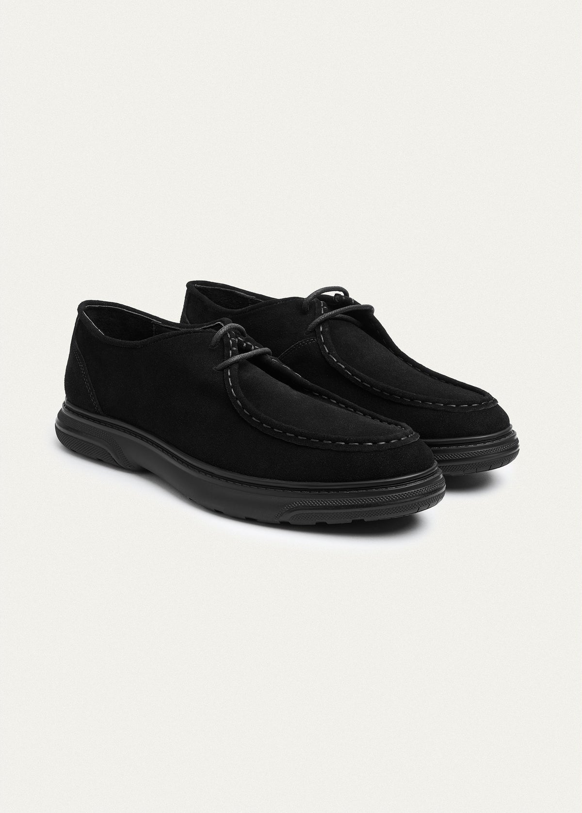 Suede Lace-Up — Black