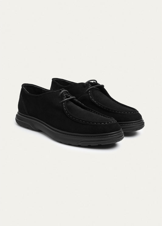 Suede Lace-Up — Black