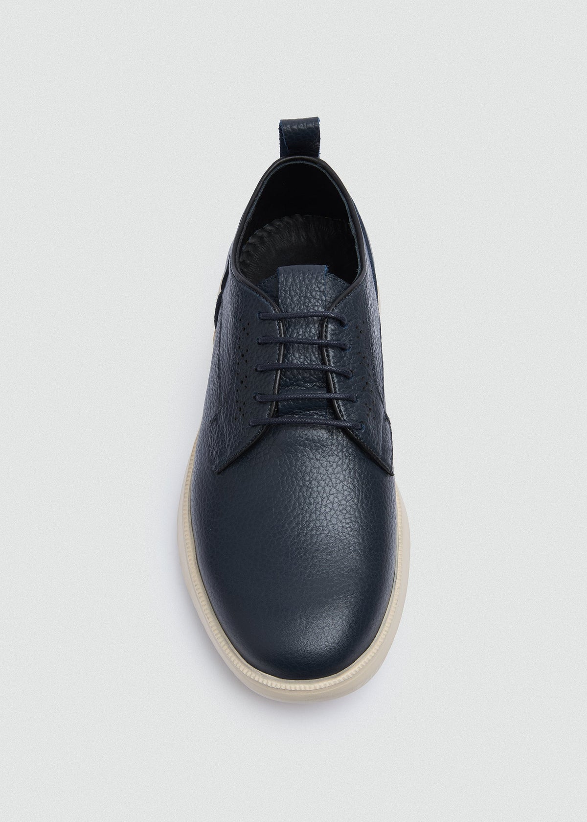 Pebbled Leather Lace-Up — Navy Blue