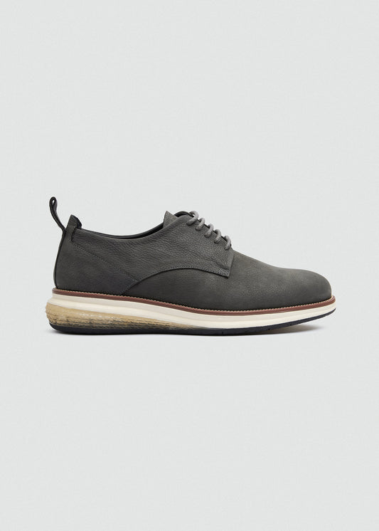 Leather Lace-Up — Grey