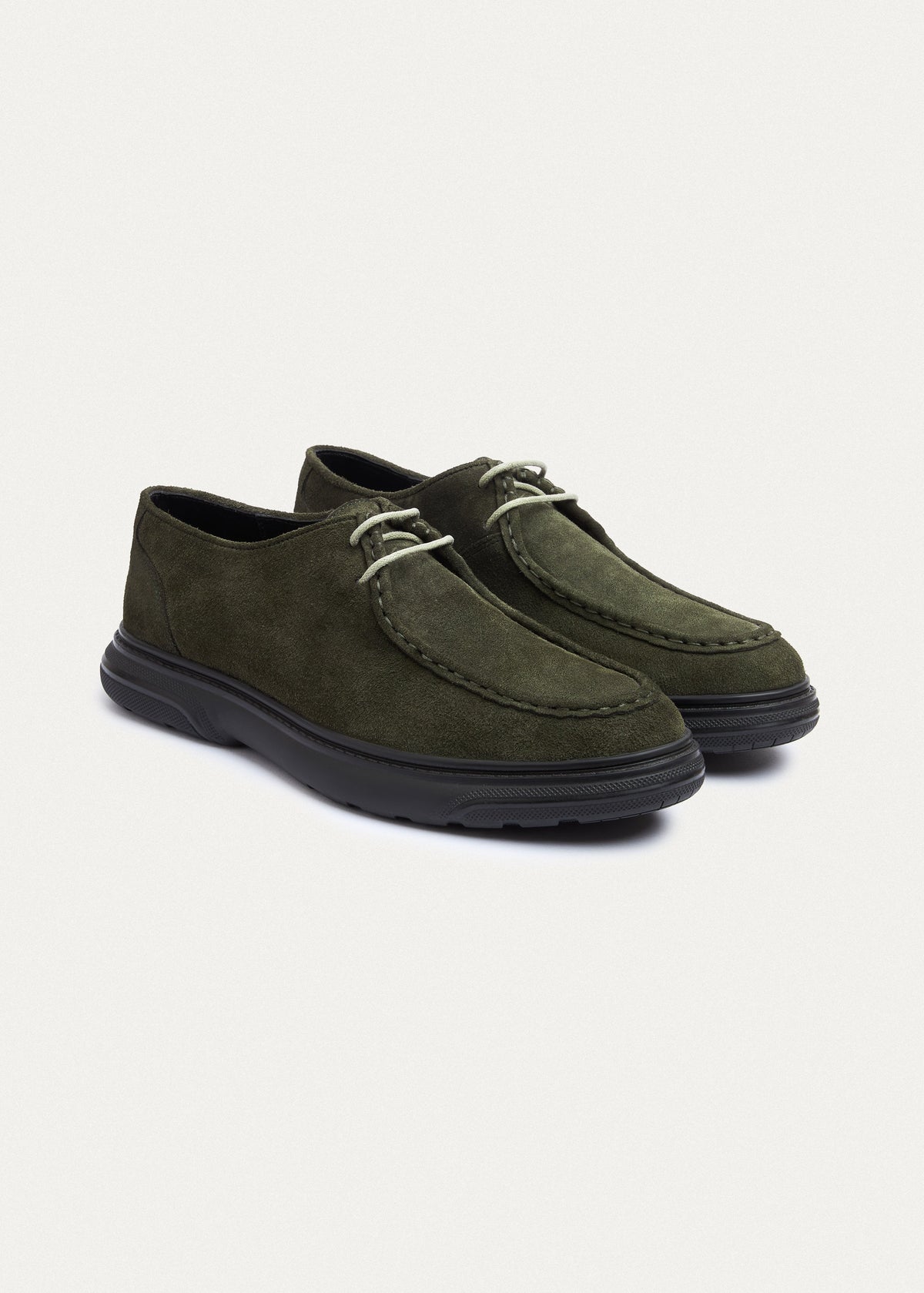 Suede Lace-Up — Olive