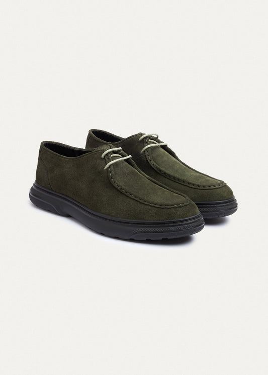 Suede Lace-Up — Olive