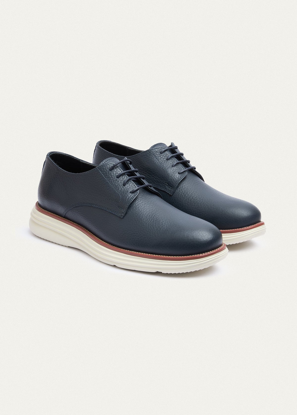 Plain-Toe Leather Lace-Up II — Navy Blue