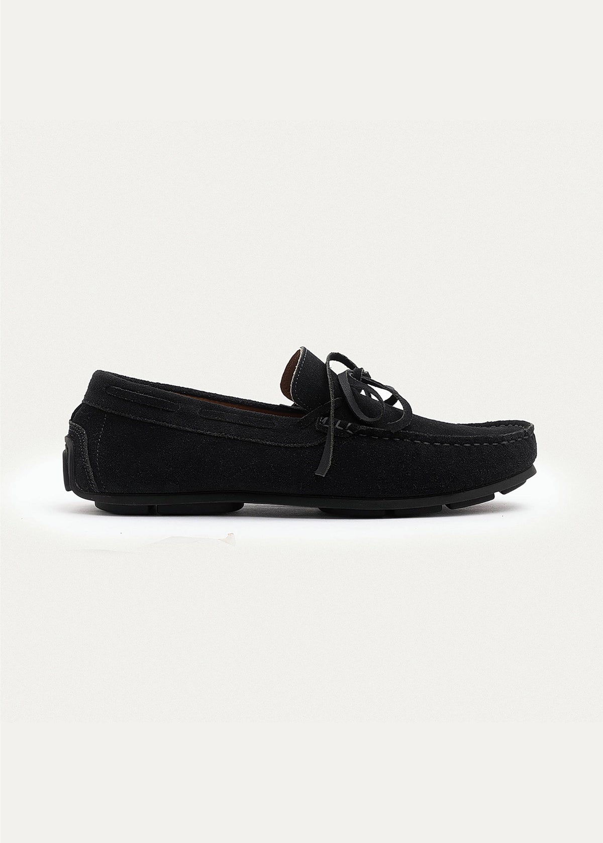 Suede Boat Shoe — Black