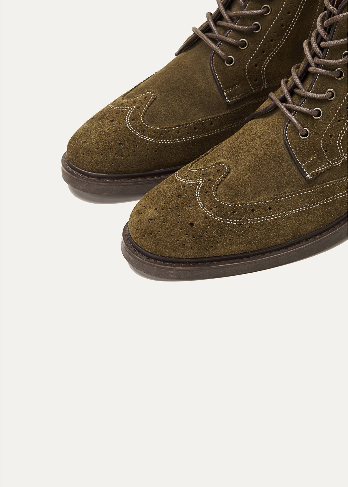 Leather Lace-Up Half Boot — Olive