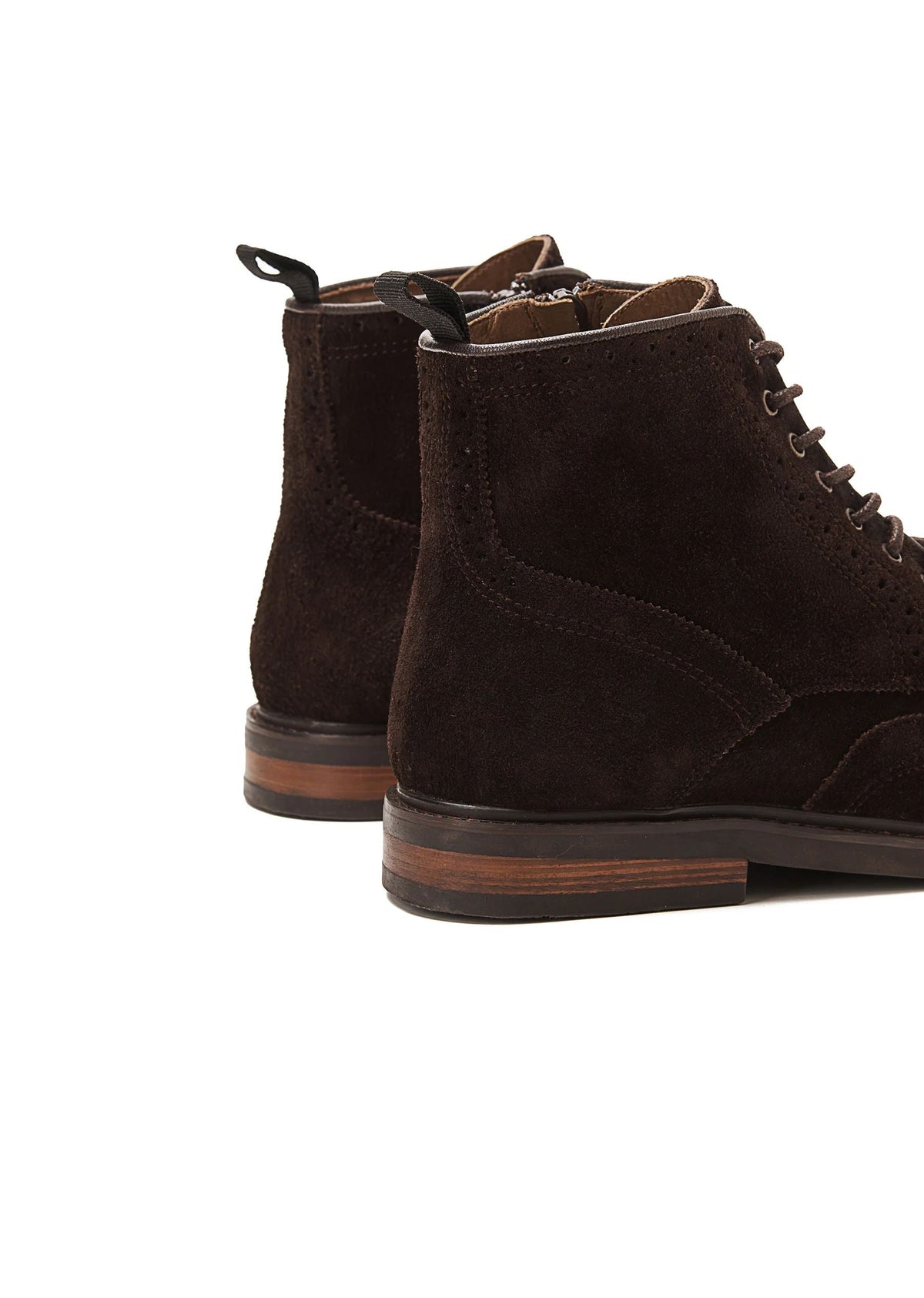 Leather Lace-Up Half Boot — Brown