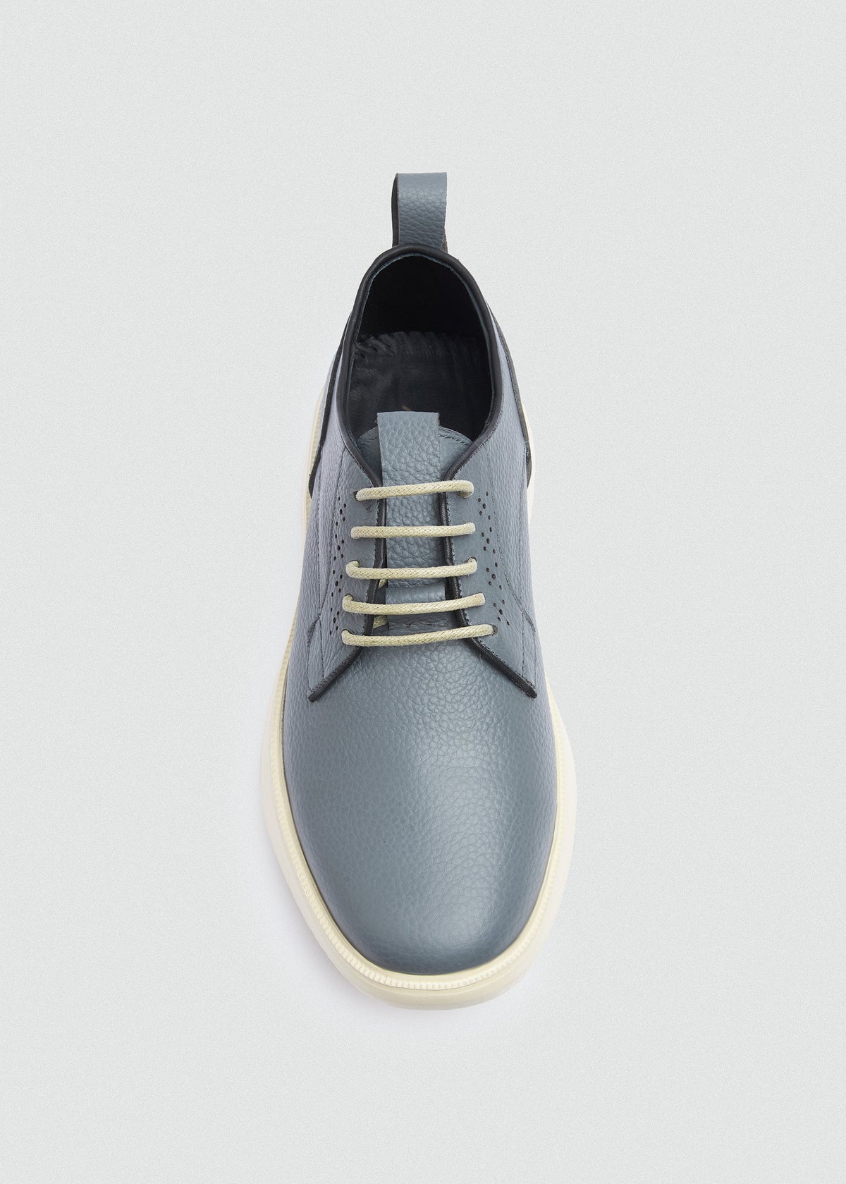 Pebbled Leather Lace-Up — Grey