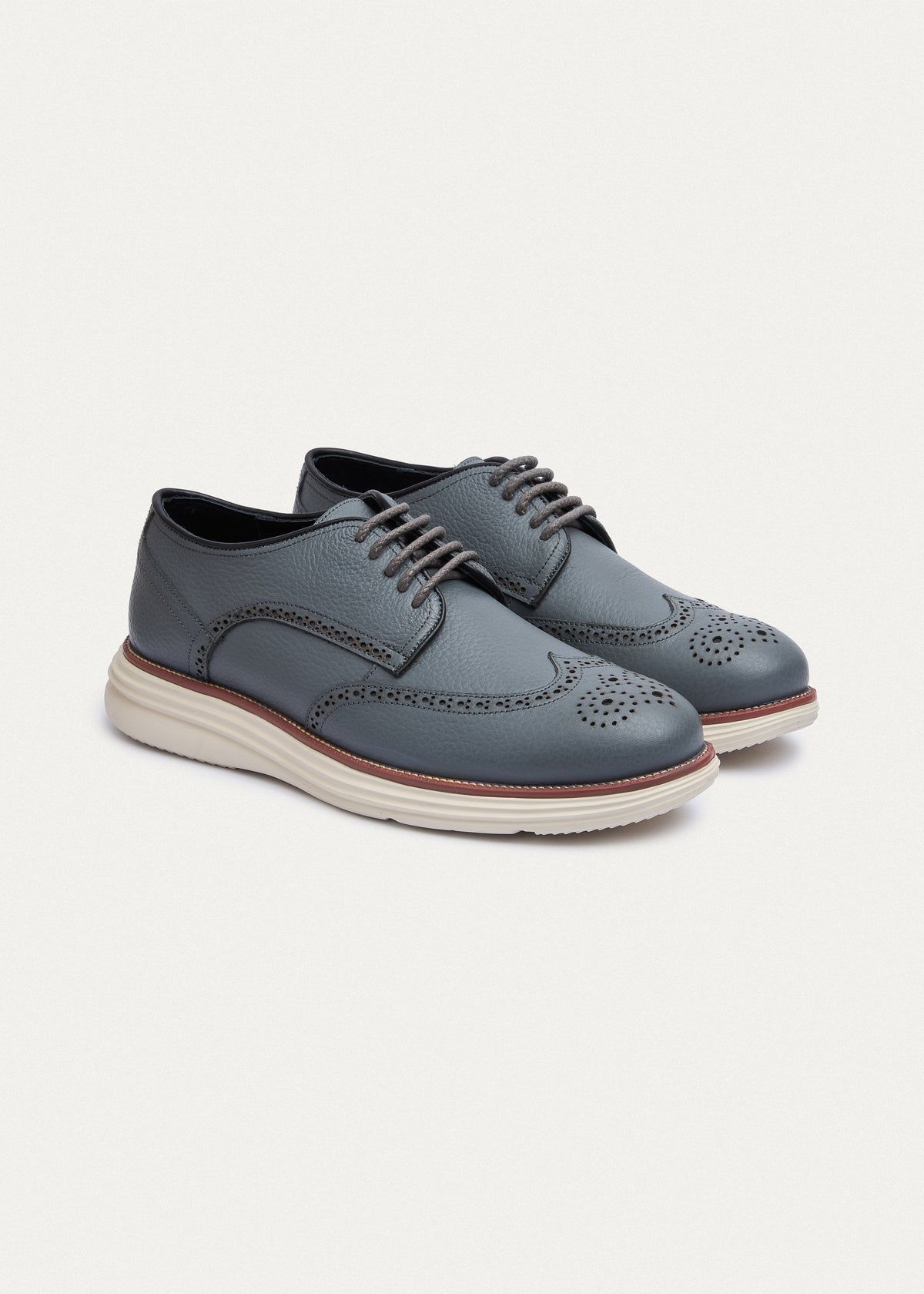 Wingtip Leather Derby — Grey