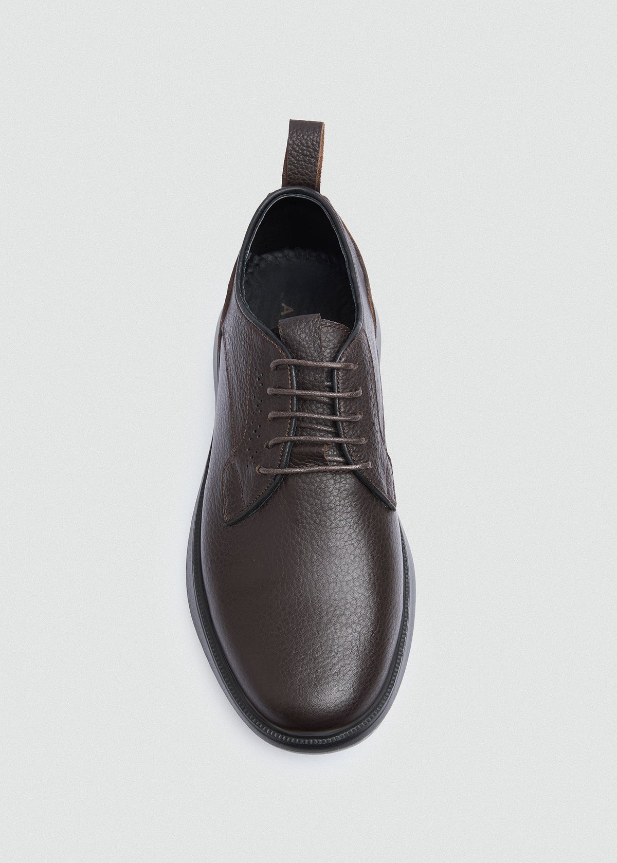 Pebbled Leather Lace-Up — Brown