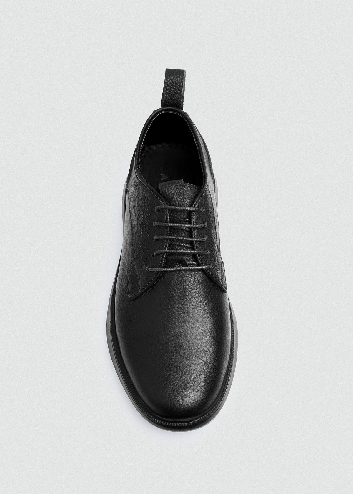 Pebbled Leather Lace-Up — Black