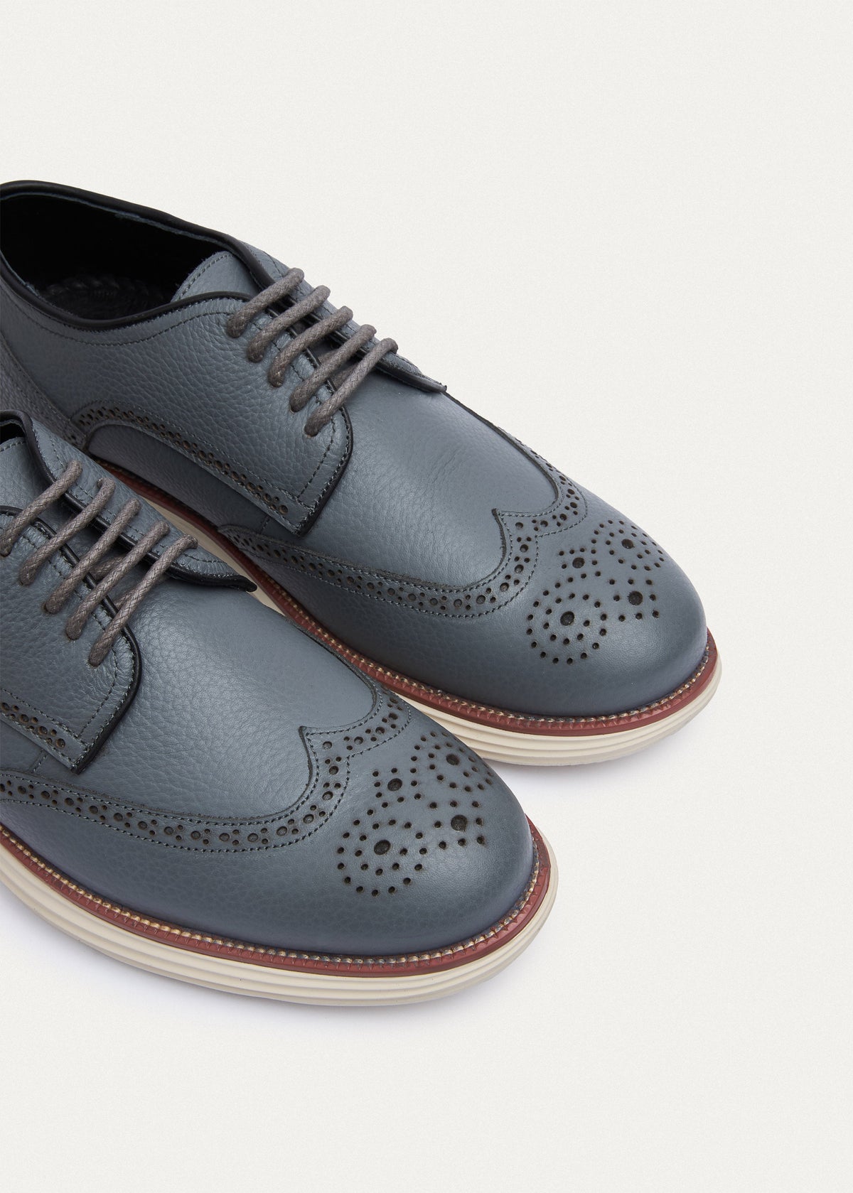 Wingtip Leather Derby — Grey
