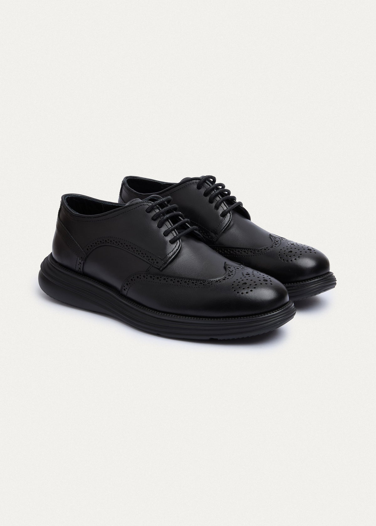 Wingtip Leather Derby — Black