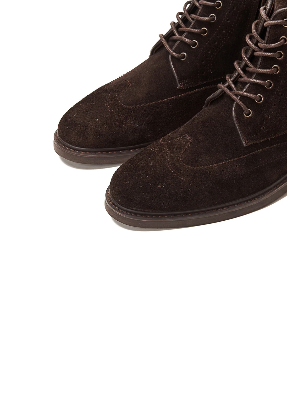Leather Lace-Up Half Boot — Brown