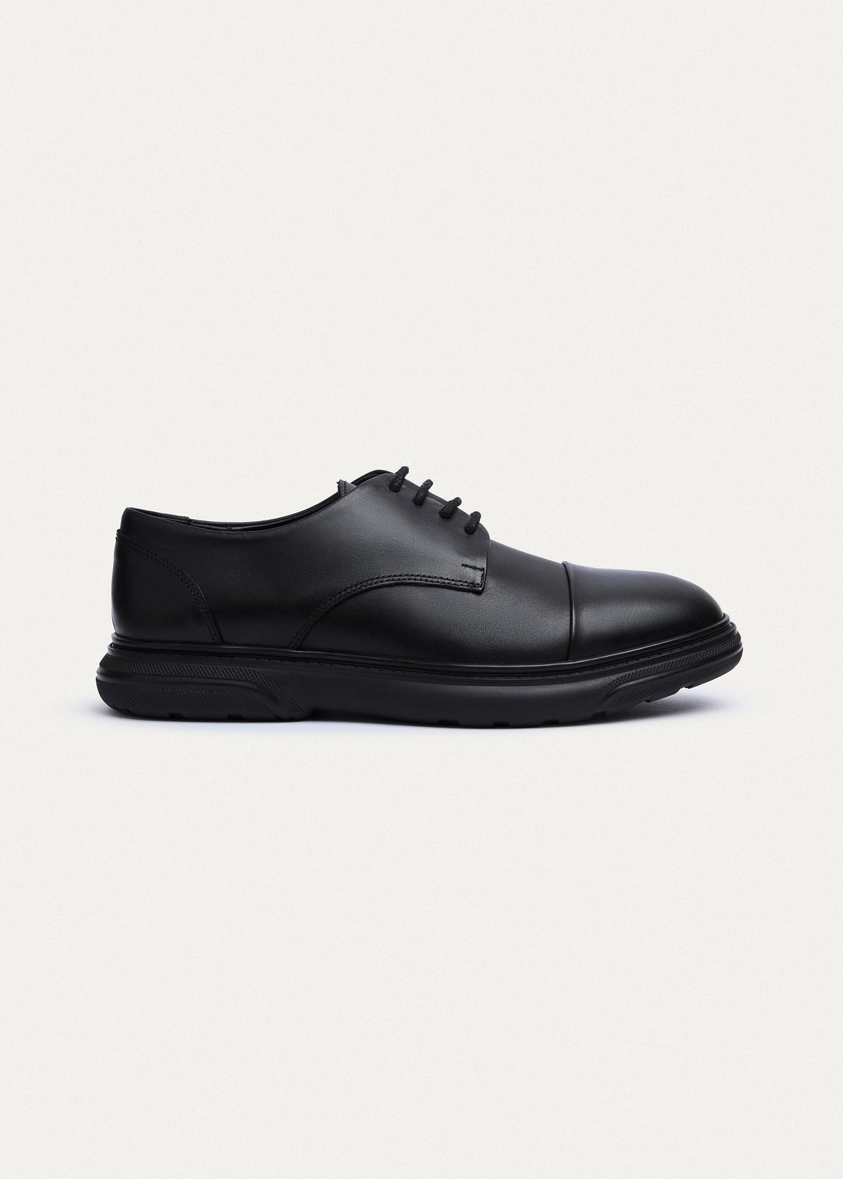 Leather Cap-Toe Oxford — Black