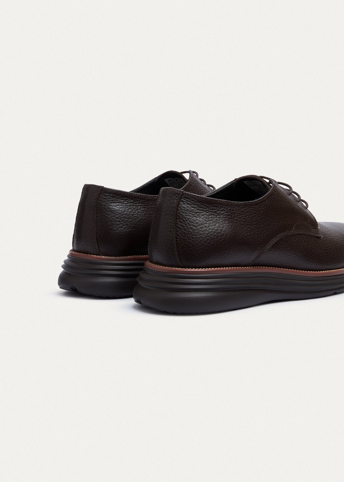 Plain-Toe Leather Lace-Up — Brown