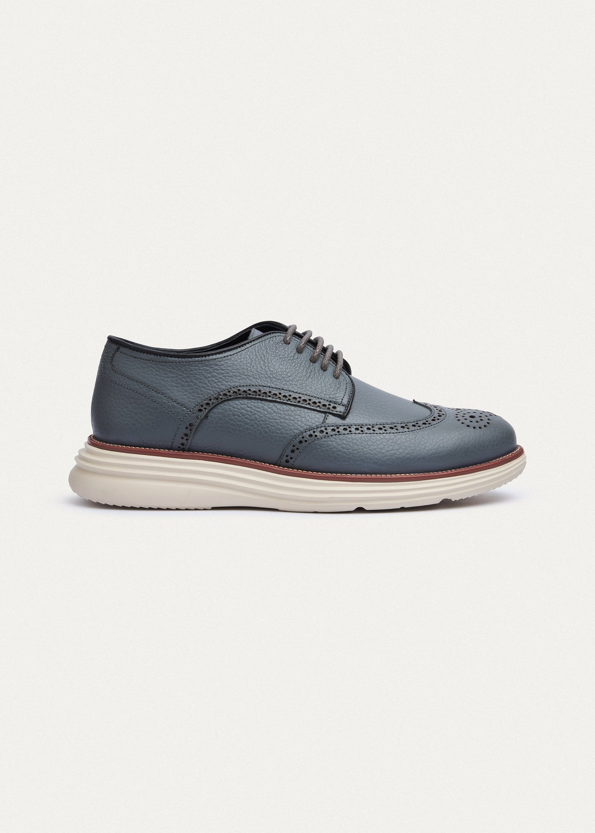 Wingtip Leather Derby — Grey