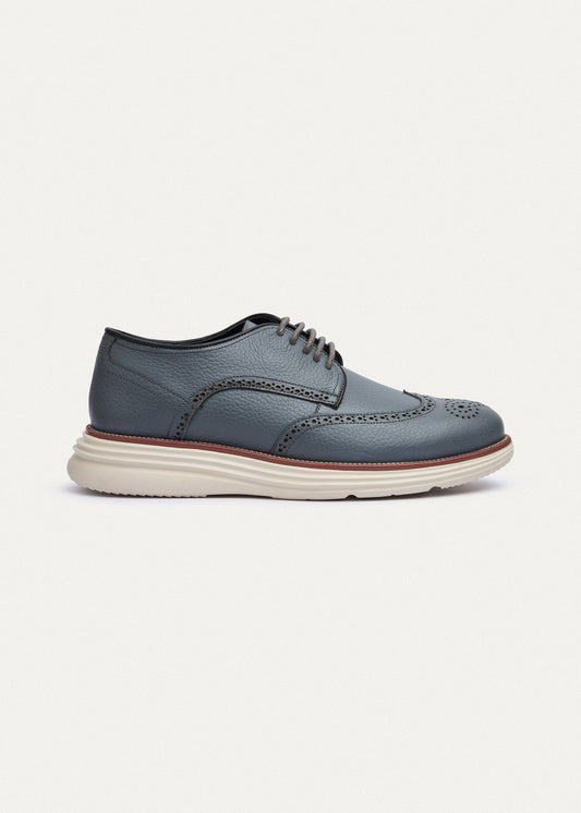 Wingtip Leather Derby — Grey
