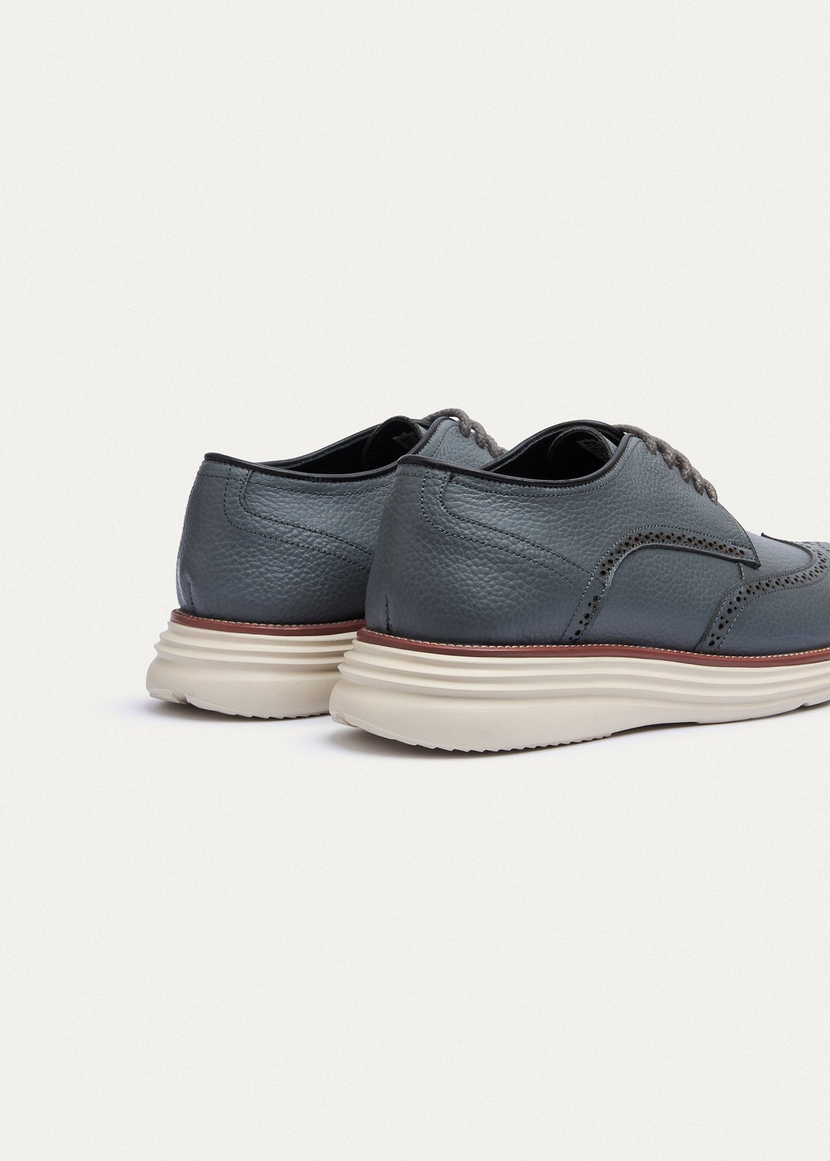 Wingtip Leather Derby — Grey