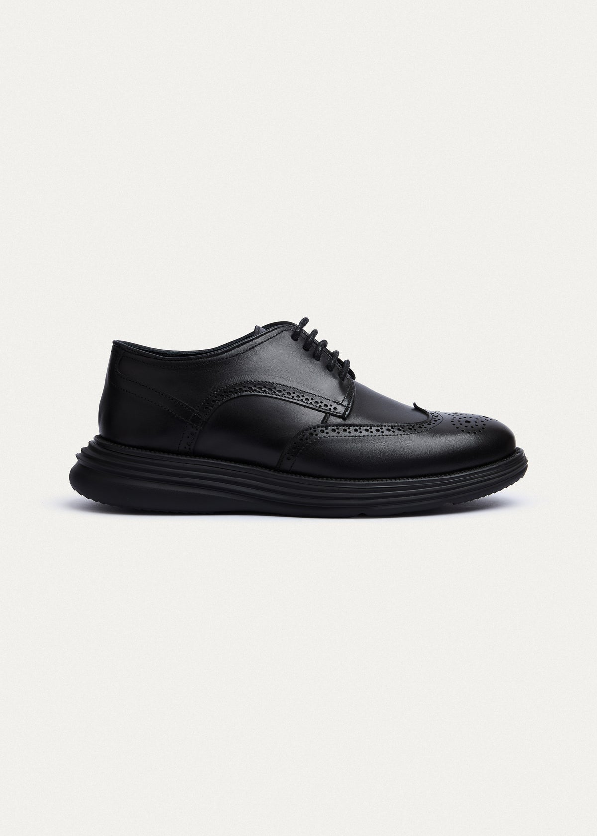 Wingtip Leather Derby — Black