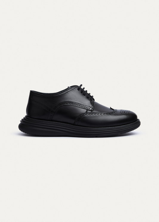 Wingtip Leather Derby — Black