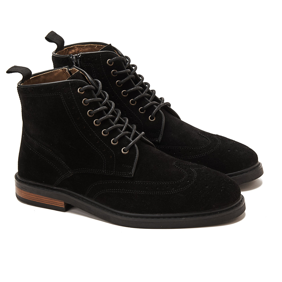Leather Lace-Up Half Boot — Black