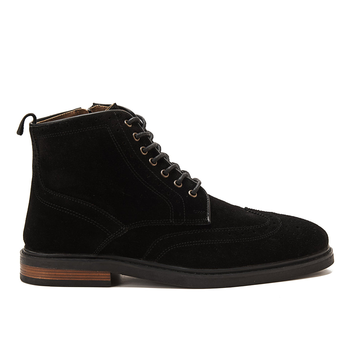 Leather Lace-Up Half Boot — Black
