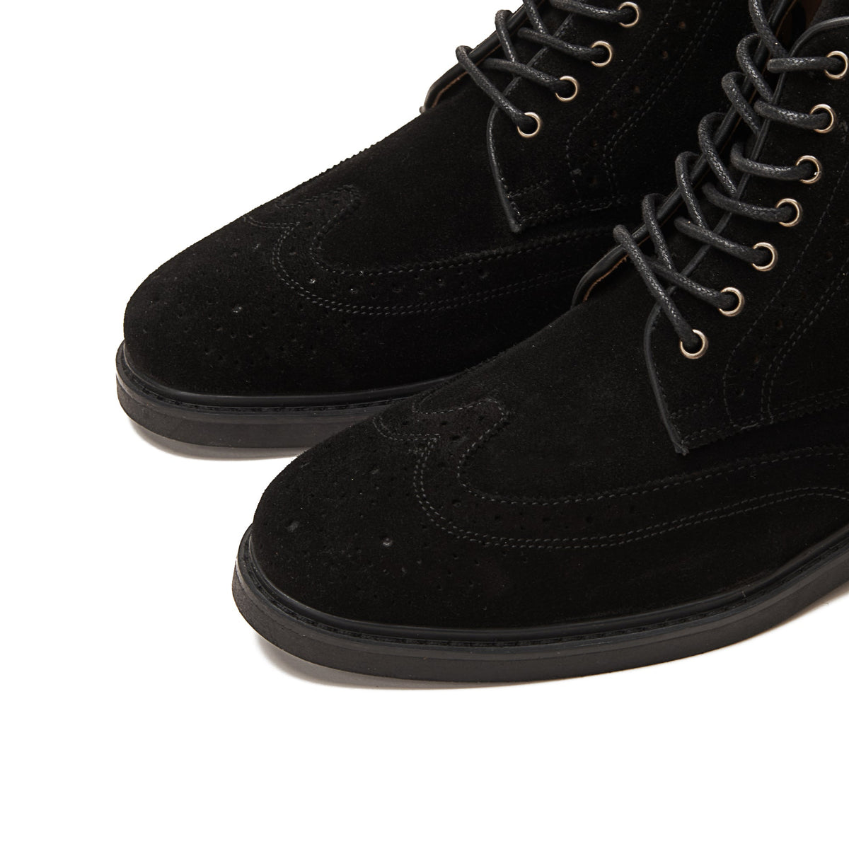 Leather Lace-Up Half Boot — Black