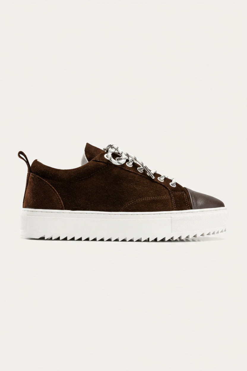 Leather Lace-Up Sneaker — Brown
